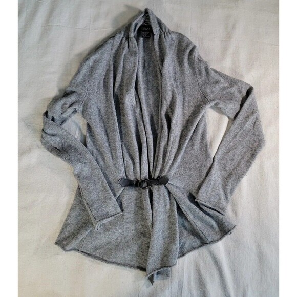 Forte Cashmere Womens M Cardigan Gray Open Belt Lightweight Casual Soft Flowy - Picture 1 of 13